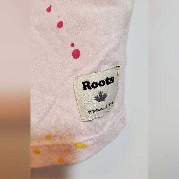 X-Small Gap Pink Graphic Tee with Colorful Accents Paint Splatter 100% Cotton - Picture 2 of 7